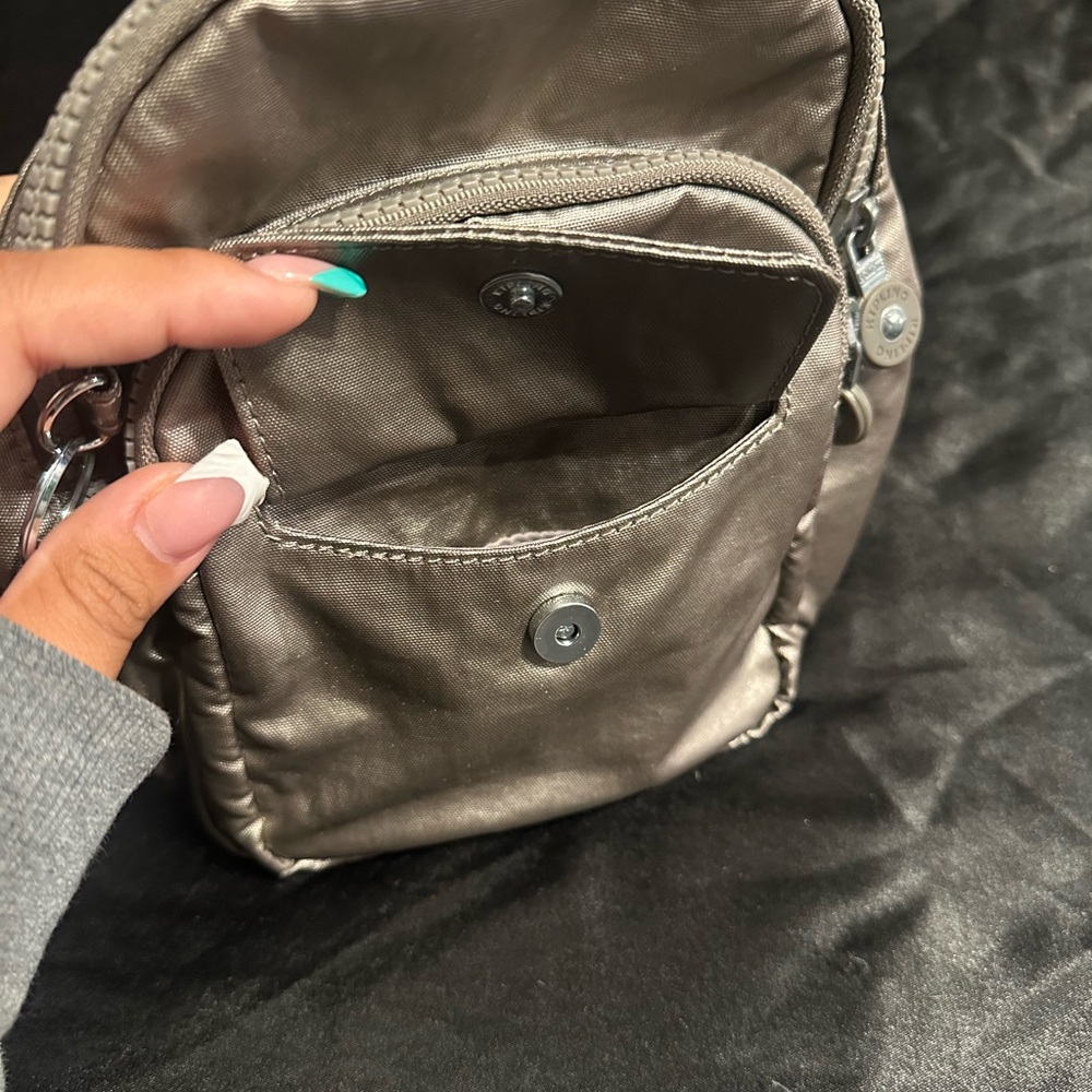 Metallic Gray Mini Kipling Backpack - image 3